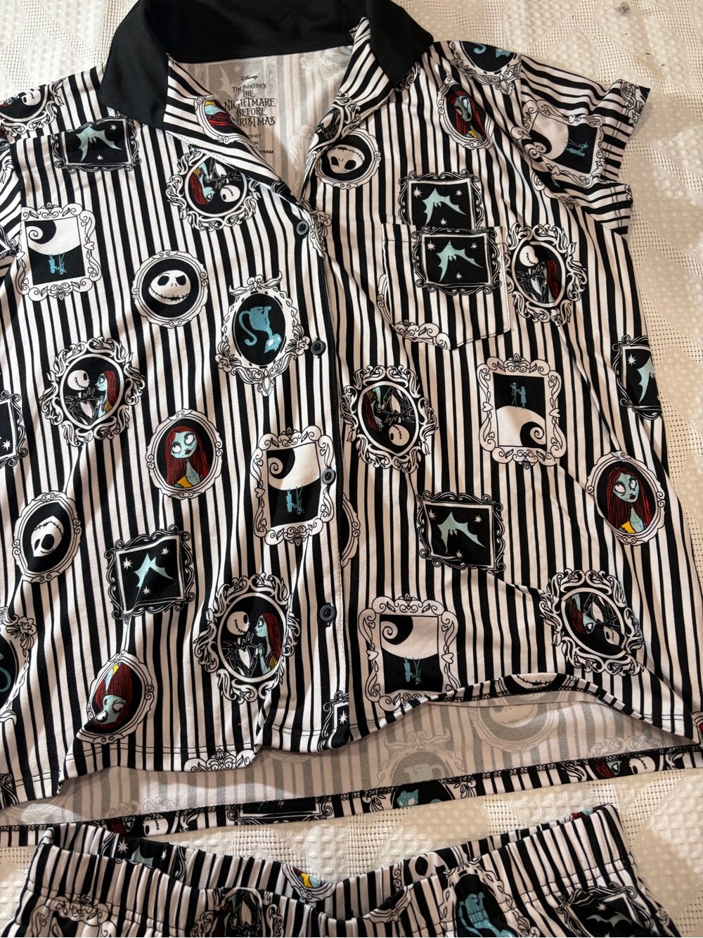 Disney The Nightmare Before Christmas Black & White Striped Women's Pajama - Picture 2 of 6
